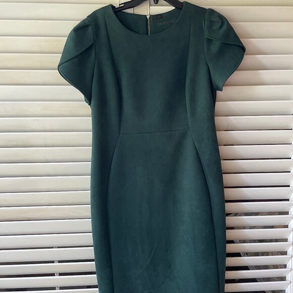 Calvin Klein Emerald Green Suede Dress, Size 12 - Picture 2 of 6